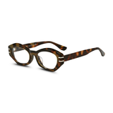 Tortoiseshell eyeglasses on a white background