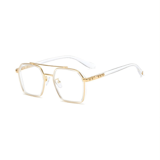 Etched Square Computer Glasses - Golden Crystal