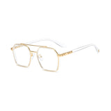 Etched Square Computer Glasses - Golden Crystal