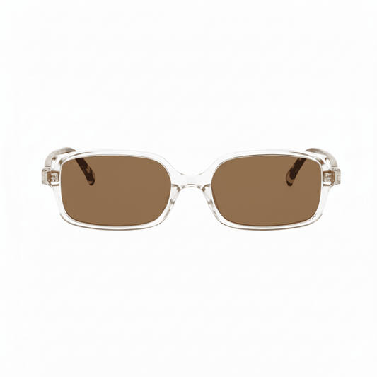 essntl series Retro Vintage Narrow 90s Rectangle Sunglasses For Men & Women - Trans Leopard Brown