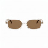 essntl series Retro Vintage Narrow 90s Rectangle Sunglasses For Men & Women - Trans Leopard Brown