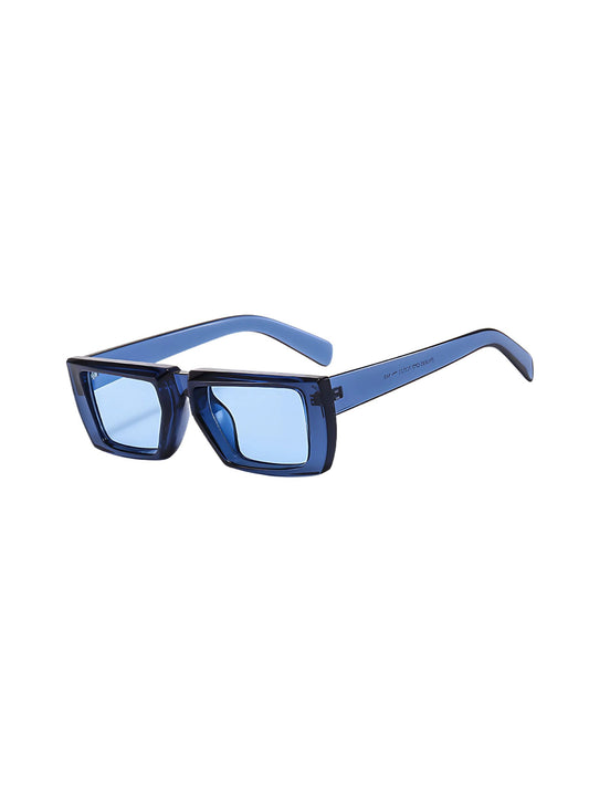 Futuristic Series Street Wear Y2K Rectangle Sunglasses - Cobalt Blue
