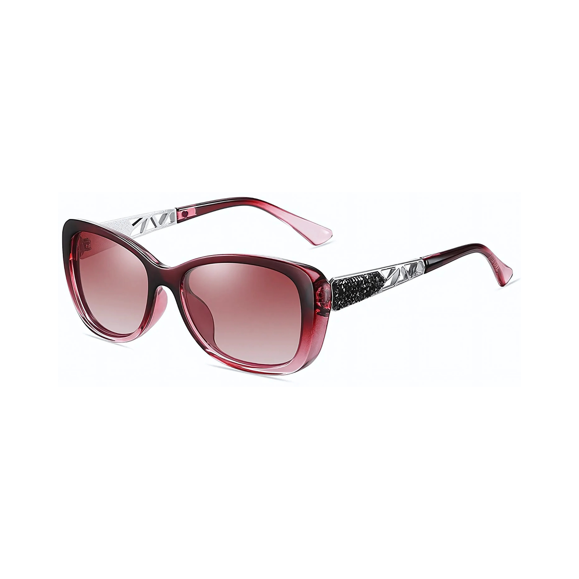 essntl series Butterfly Sparkling Crystal Sunglasses For Women - Blood Red