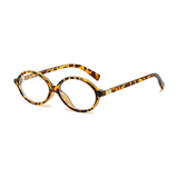 essntl series Retro Vintage 90s Oval Computer Glasses For Men & Women - Leopard Clear