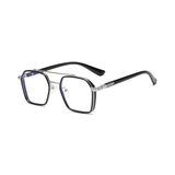 Etched Square Eyeglasses for Men & Women - Silver Black