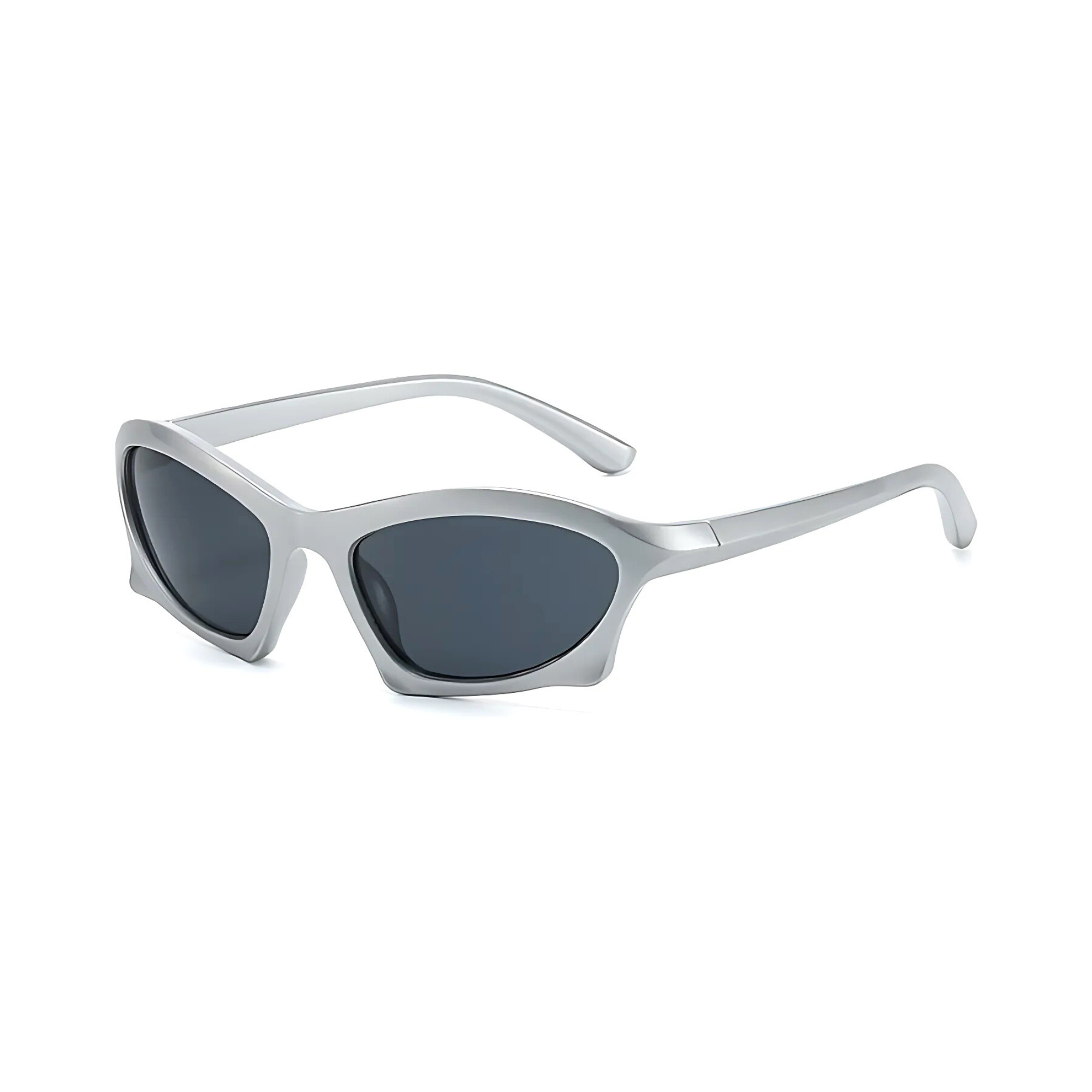 Futuristic Series Bat Y2K Sunglasses - Silver Frame & Grey Lenses