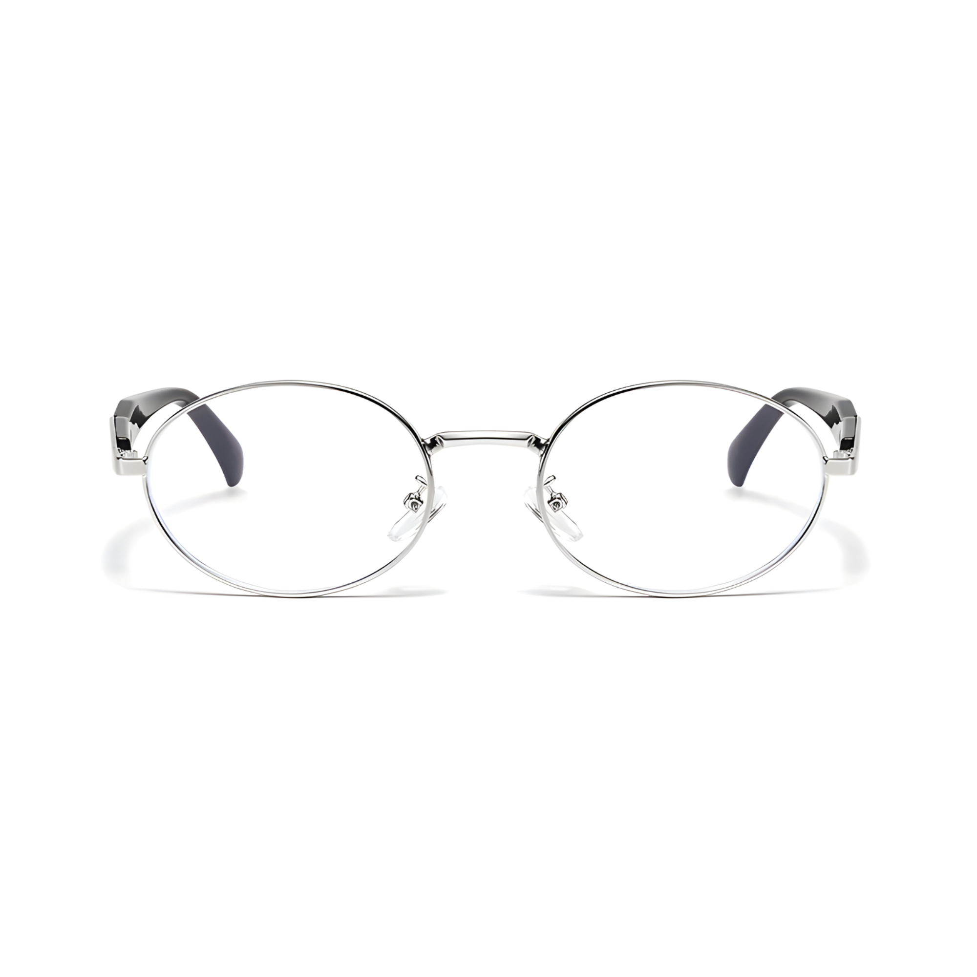 essntl Series Retro Oval Computer Glasses For Men & Women - Silver