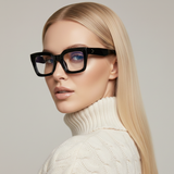 Dotted Series 3 Dots Square Blue Light Blocking Eyeglasses - Black