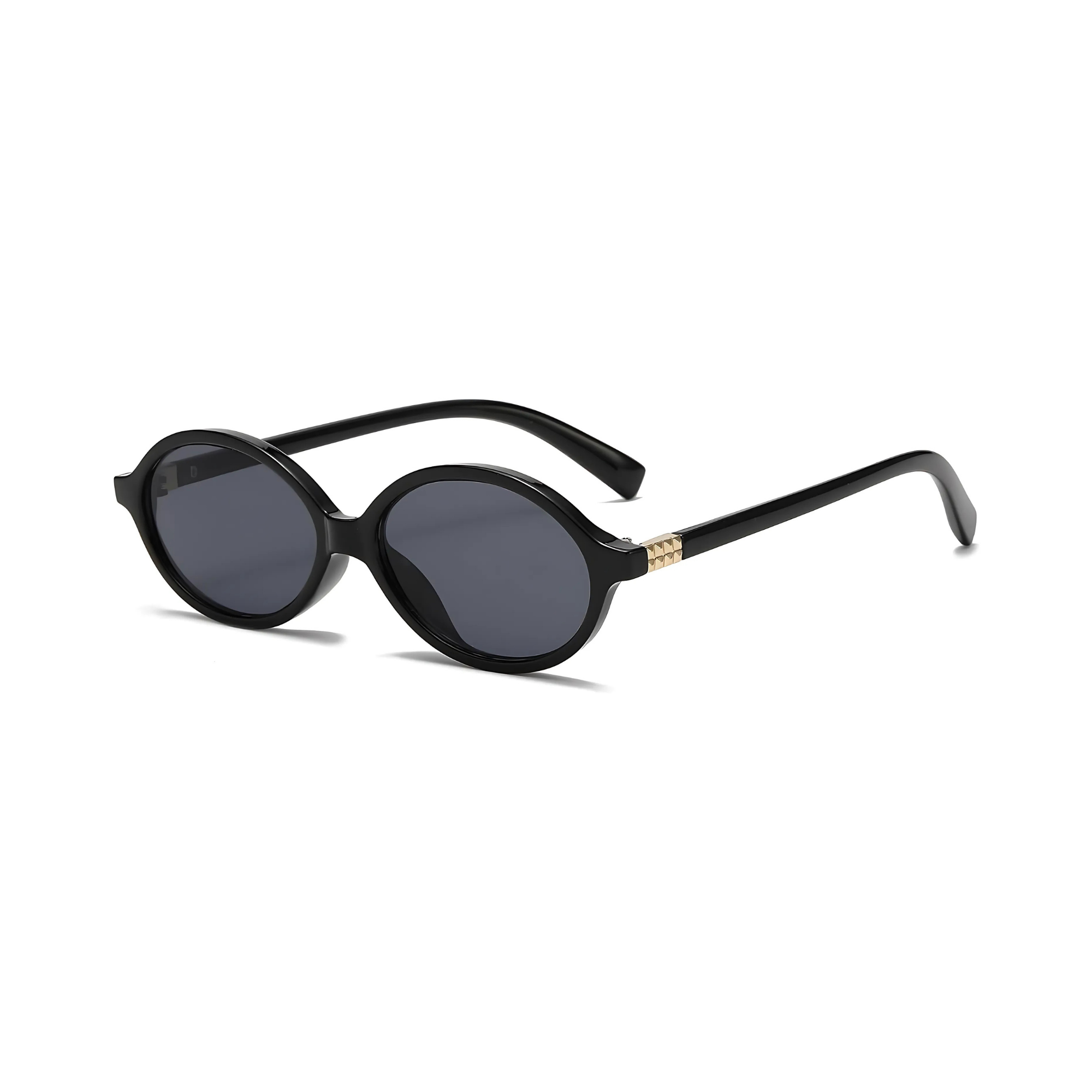 essntl series Retro Vintage 90s Oval Sunglasses For Men & Women - Black