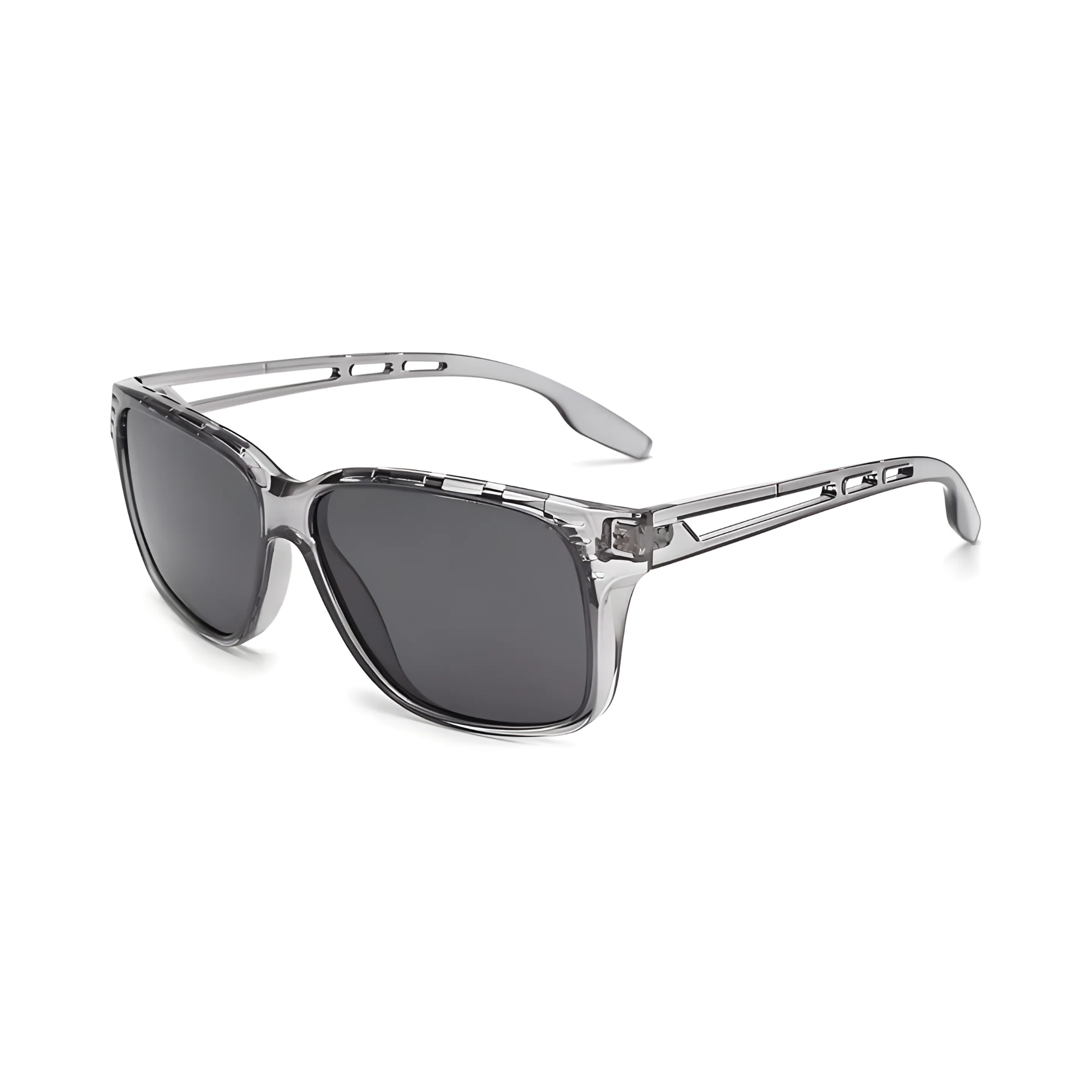 Klassic Series Square Polarized & UV Protected Sunglasses Transparent Frame Grey Lenses