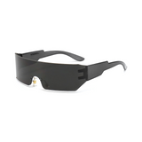 Futuristic Series Shield Sunglasses - Black Frame Grey Lenses