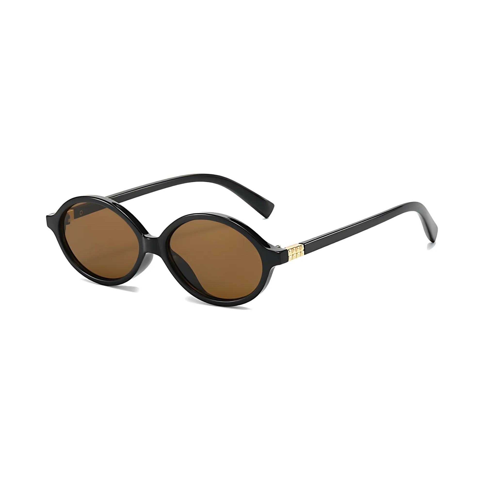 essntl series Retro Vintage 90s Oval Sunglasses For Men & Women - Black Brown