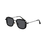 Fame Series Retro Square Sunglasses - Black Frame Grey Lens