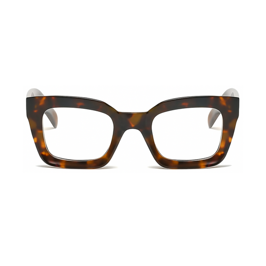 Dotted Series 3 Dots Square Blue Light Blocking Eyeglasses - Demi