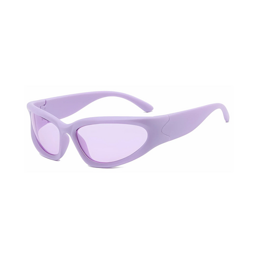 Futuristic Series Y2K Wraparound Sunglasses - Matte Purple Frame Purple Lenses