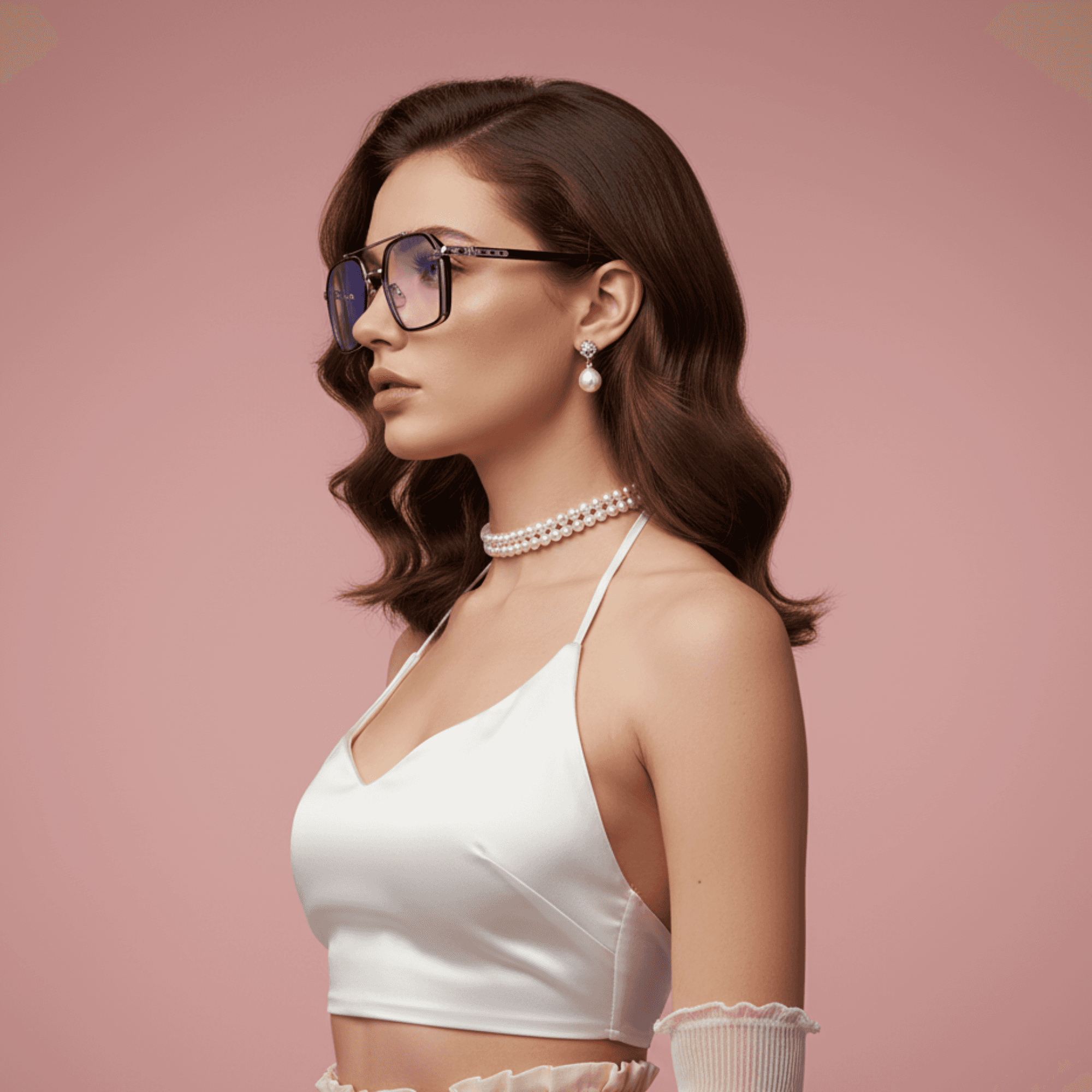 Etched Square Eyeglasses for Men & Women - Silver Black