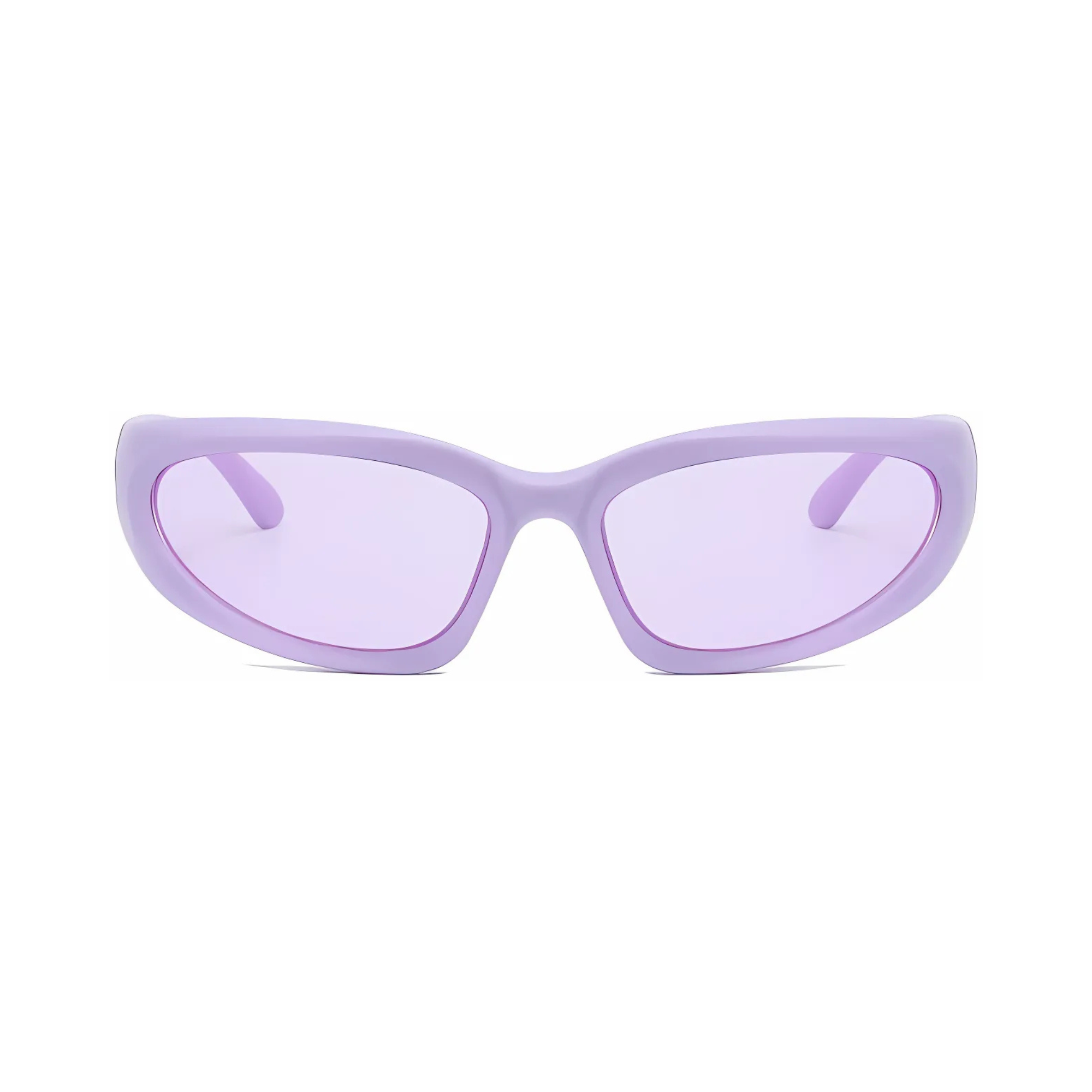 Futuristic Series Y2K Wraparound Sunglasses - Matte Purple Frame Purple Lenses