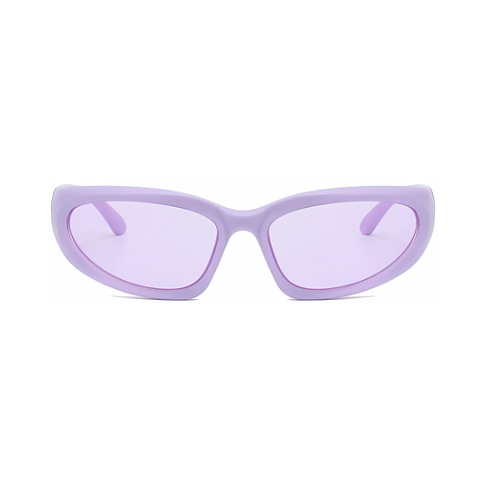 Futuristic Series Y2K Wraparound Sunglasses - Matte Purple Frame Purple Lenses