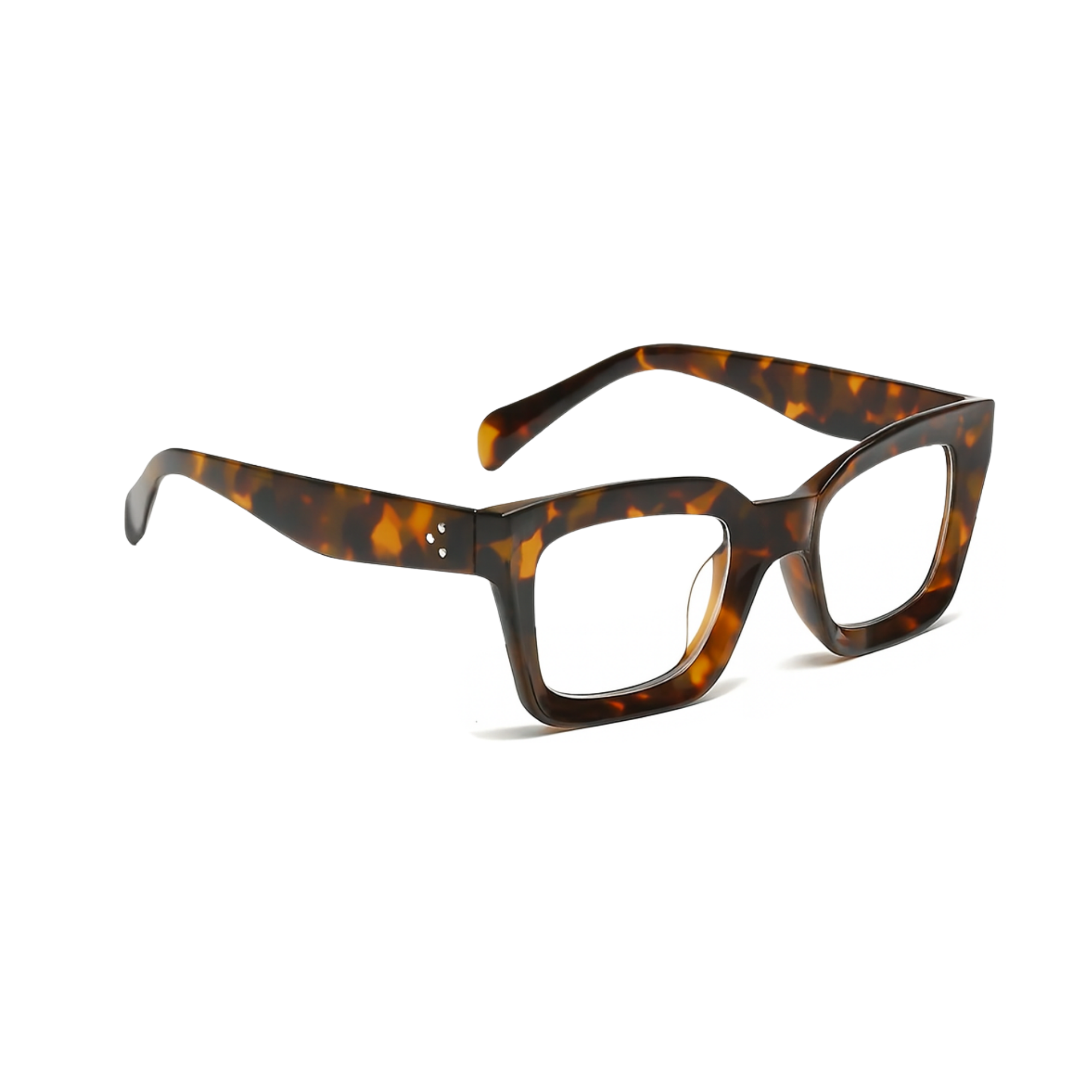 Dotted Series 3 Dots Square Blue Light Blocking Eyeglasses - Demi