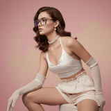 Etched Square Eyeglasses for Men & Women - Silver Black