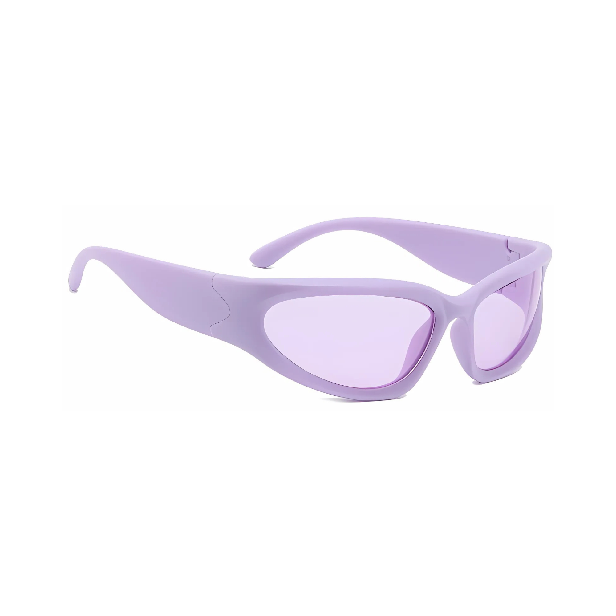 Futuristic Series Y2K Wraparound Sunglasses - Matte Purple Frame Purple Lenses