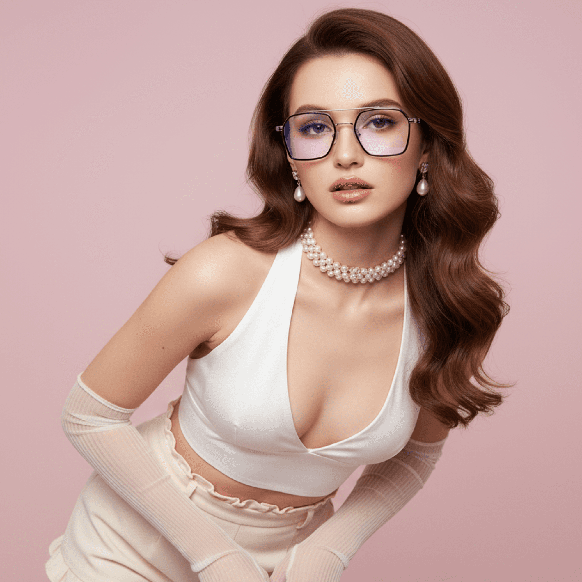 Etched Square Eyeglasses for Men & Women - Silver Black