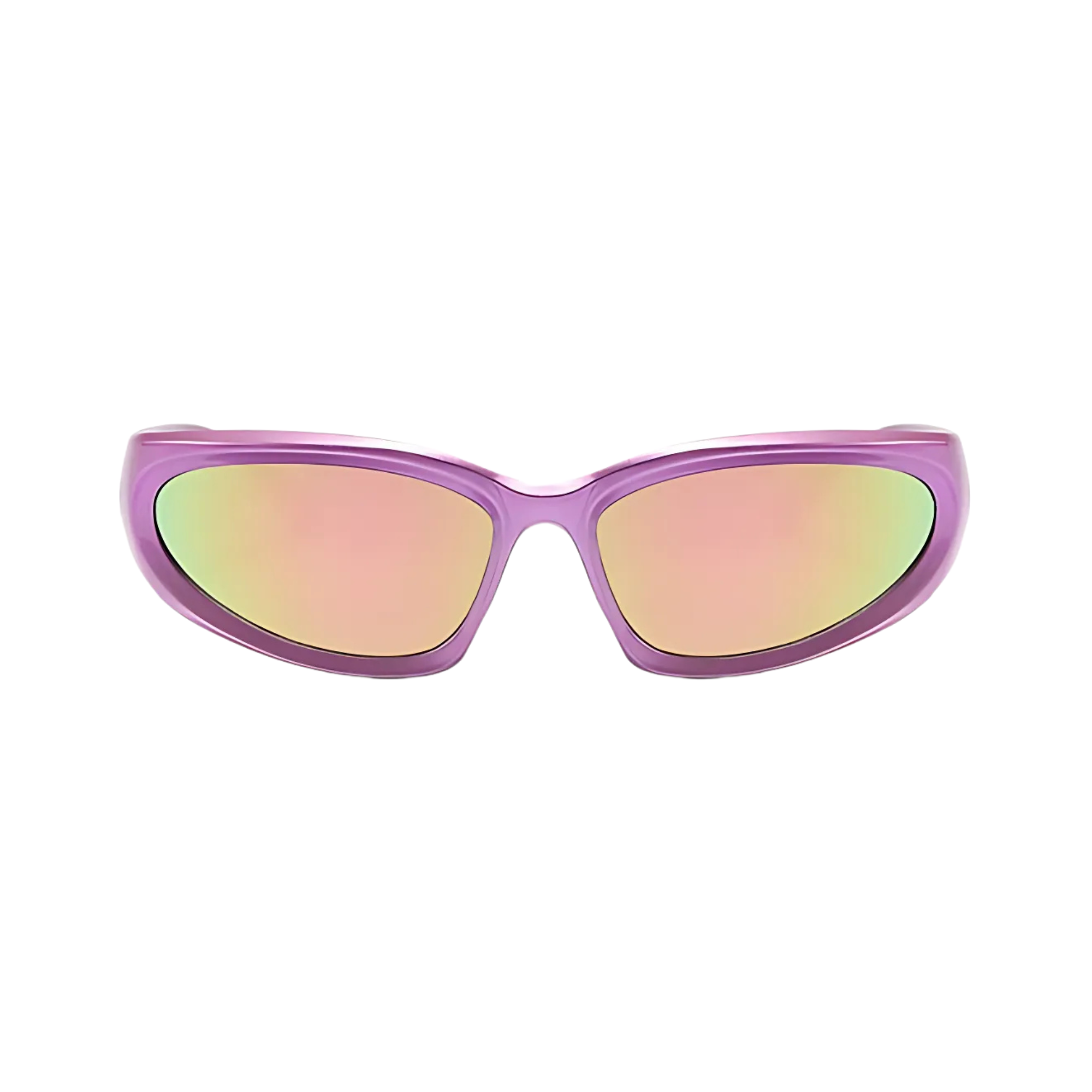 Futuristic Series Y2K Wraparound Sunglasses - Violet Frame Pink Mirrored Lenses