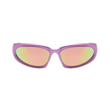 Futuristic Series Y2K Wraparound Sunglasses - Violet Frame Pink Mirrored Lenses