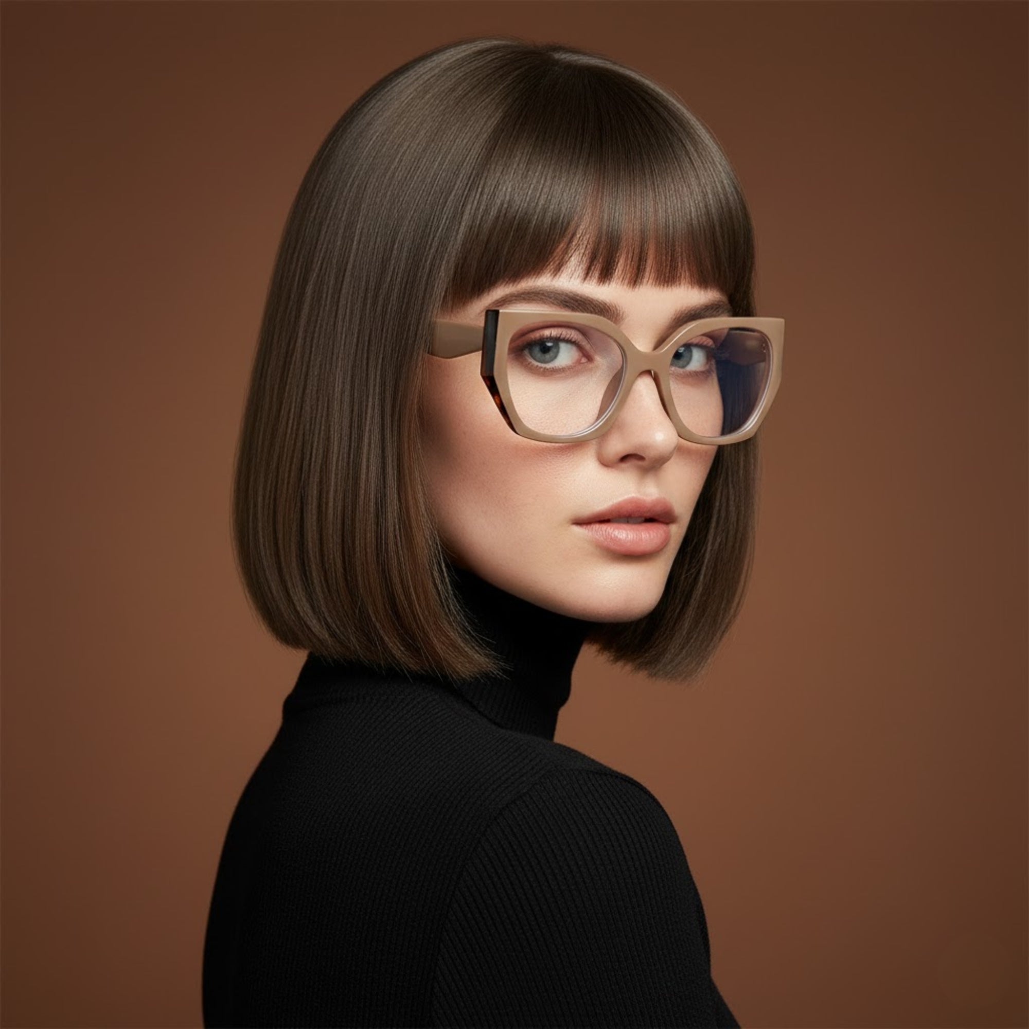 Diva Cateye Oversized Computer Glasses - Latte