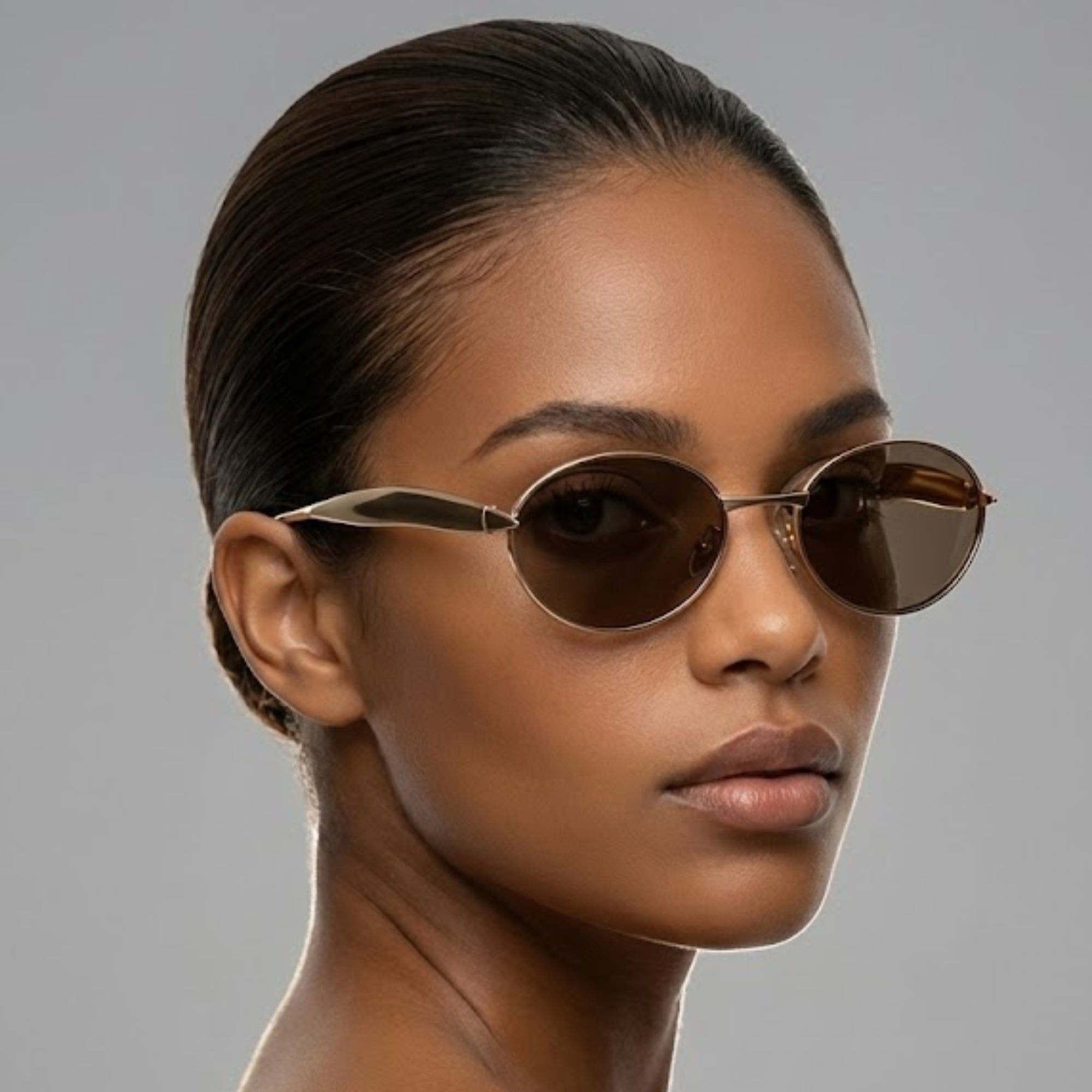 Aurelia Oval Unisex Sunglasses - Golden Tea
