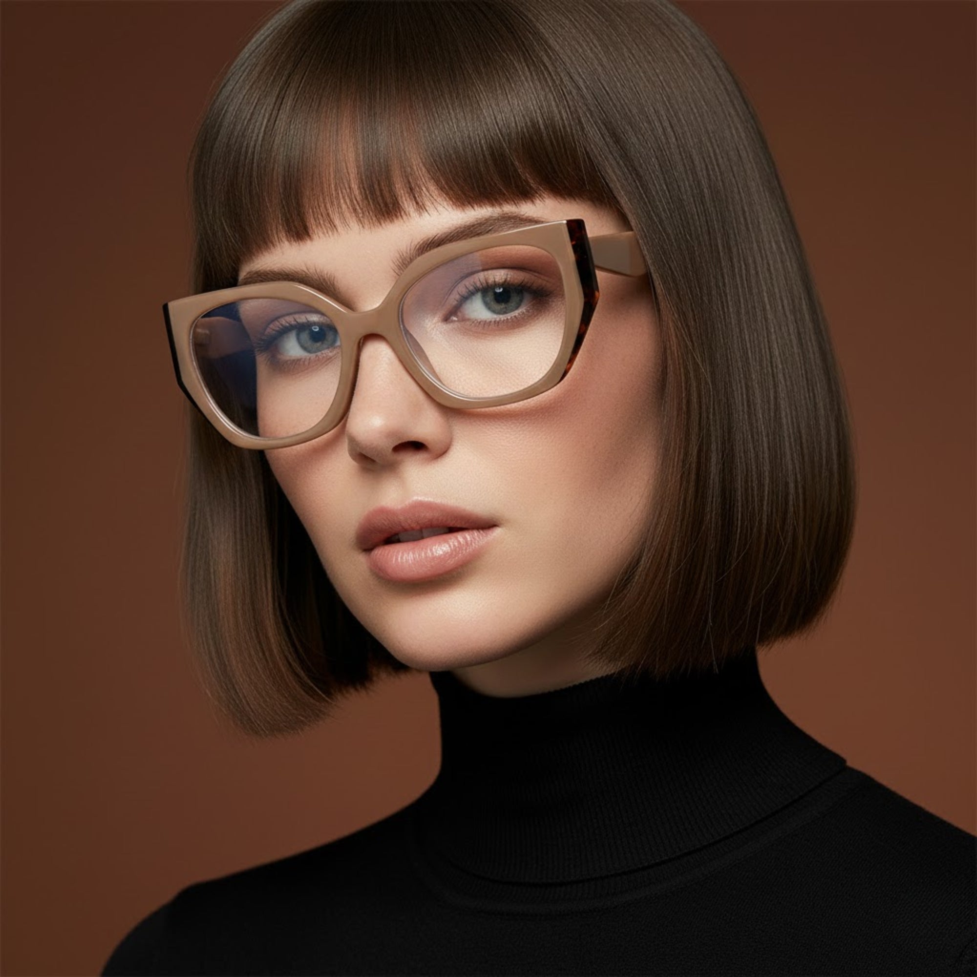 Diva Cateye Oversized Computer Glasses - Latte
