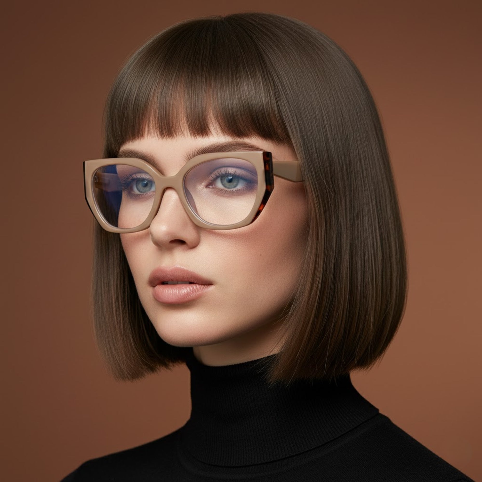 Diva Cateye Oversized Computer Glasses - Latte