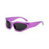 Futuristic Series Y2K Wraparound Sunglasses - Violet Frame Grey Lenses