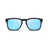 Klassic Series Polarized Sports Rectangular Sunglasses For Men & Women - (Matte Black Frame Blue Mirrored Lenses)