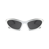 Futuristic Series Bat Y2K Sunglasses - Silver Frame & Grey Lenses