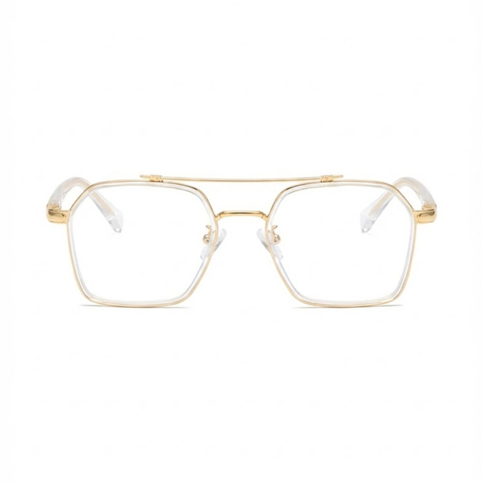 Etched Square Computer Glasses - Golden Crystal