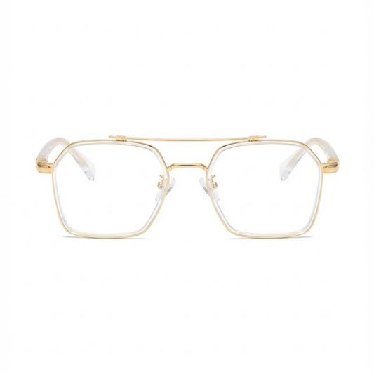 Etched Square Computer Glasses - Golden Crystal