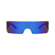 Futuristic Series Shield Sunglasses - Blue Frame Blue Mirrored Lenses