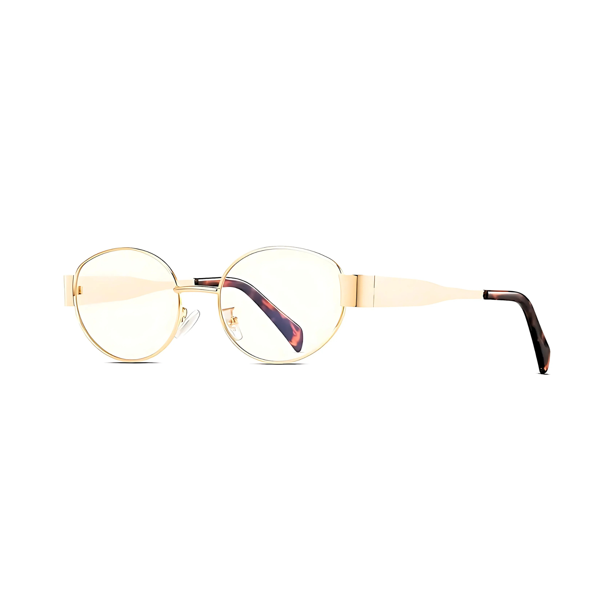 essntl Series Retro Oval Blue Light Blocking Computer Glasses | Unisex | Aurora Gold