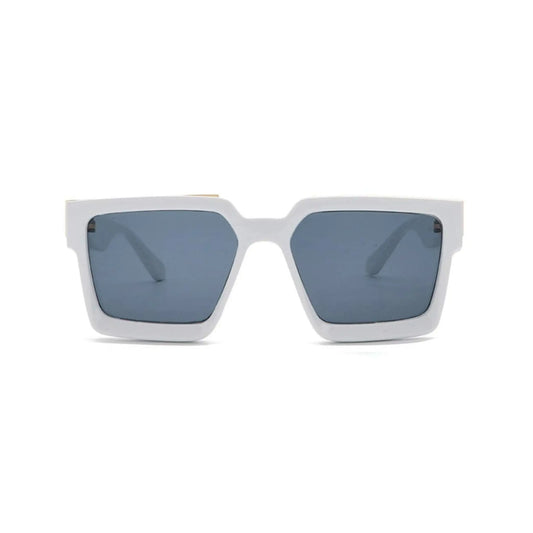 Monster Series UV Protected Square Sunglasses - White Frame Grey Lens