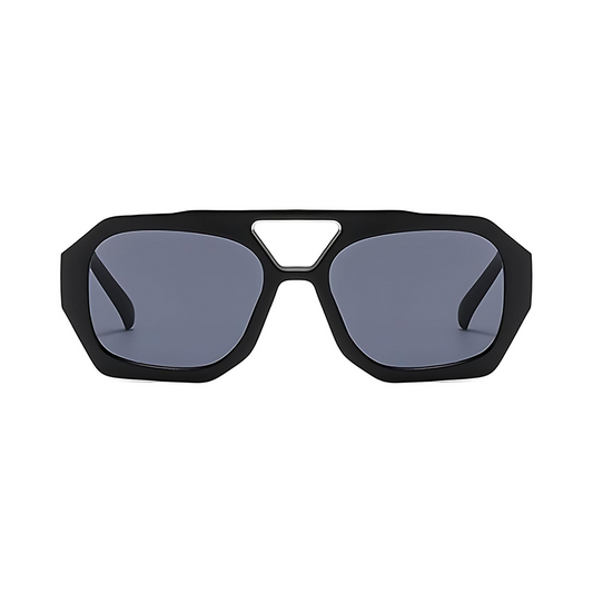 Rebel Retro Vintage 70s Hexagonal Aviator Double Bridge Sunglasses -  Black
