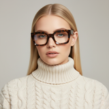 Dotted Series 3 Dots Square Blue Light Blocking Eyeglasses - Demi