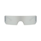 Futuristic Series Shield Sunglasses - Silver Frame Silver Mirrored Lenses