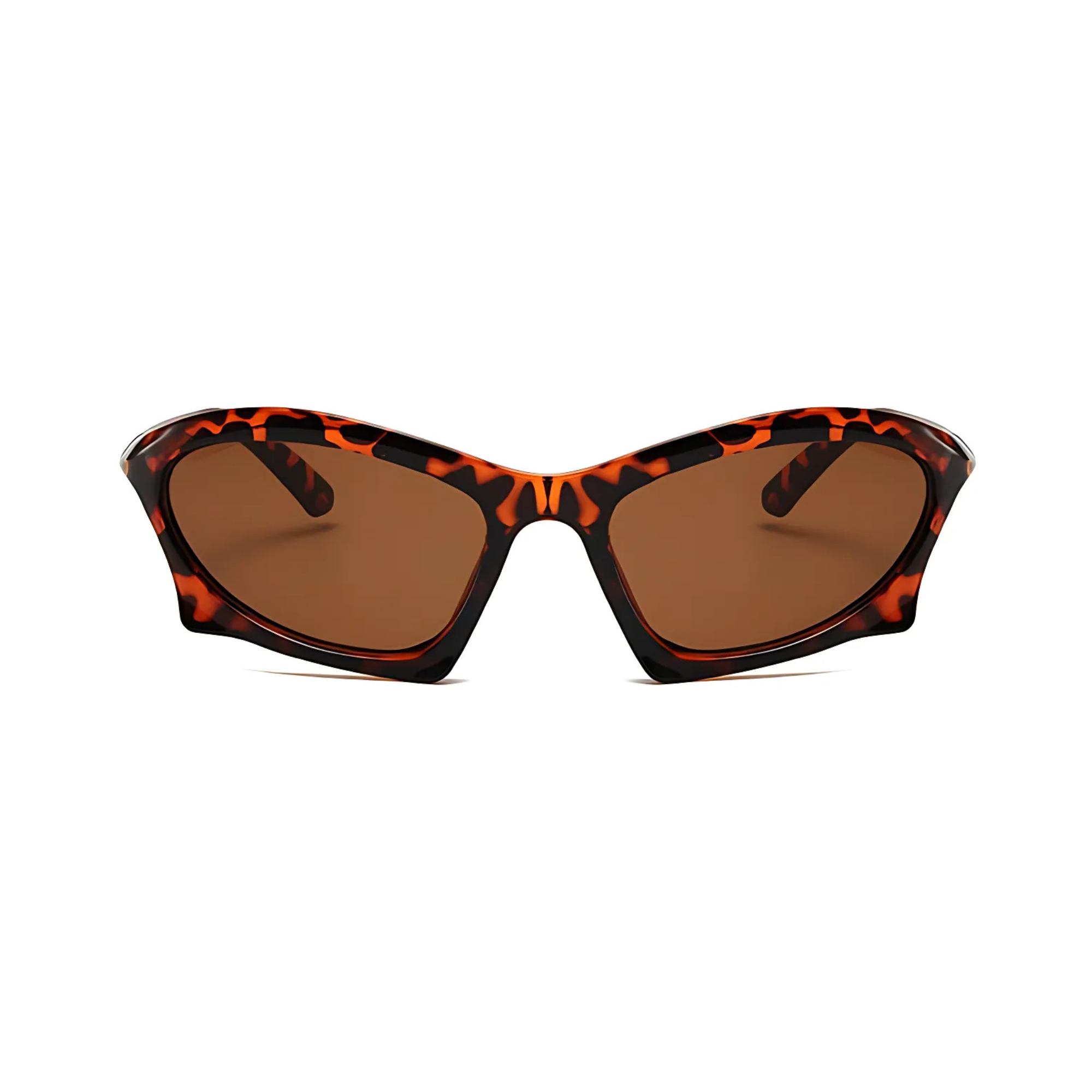 Futuristic Series Bat Y2K Sunglasses - Leopard Print Frame & Brown Lenses
