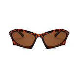 Futuristic Series Bat Y2K Sunglasses - Leopard Print Frame & Brown Lenses