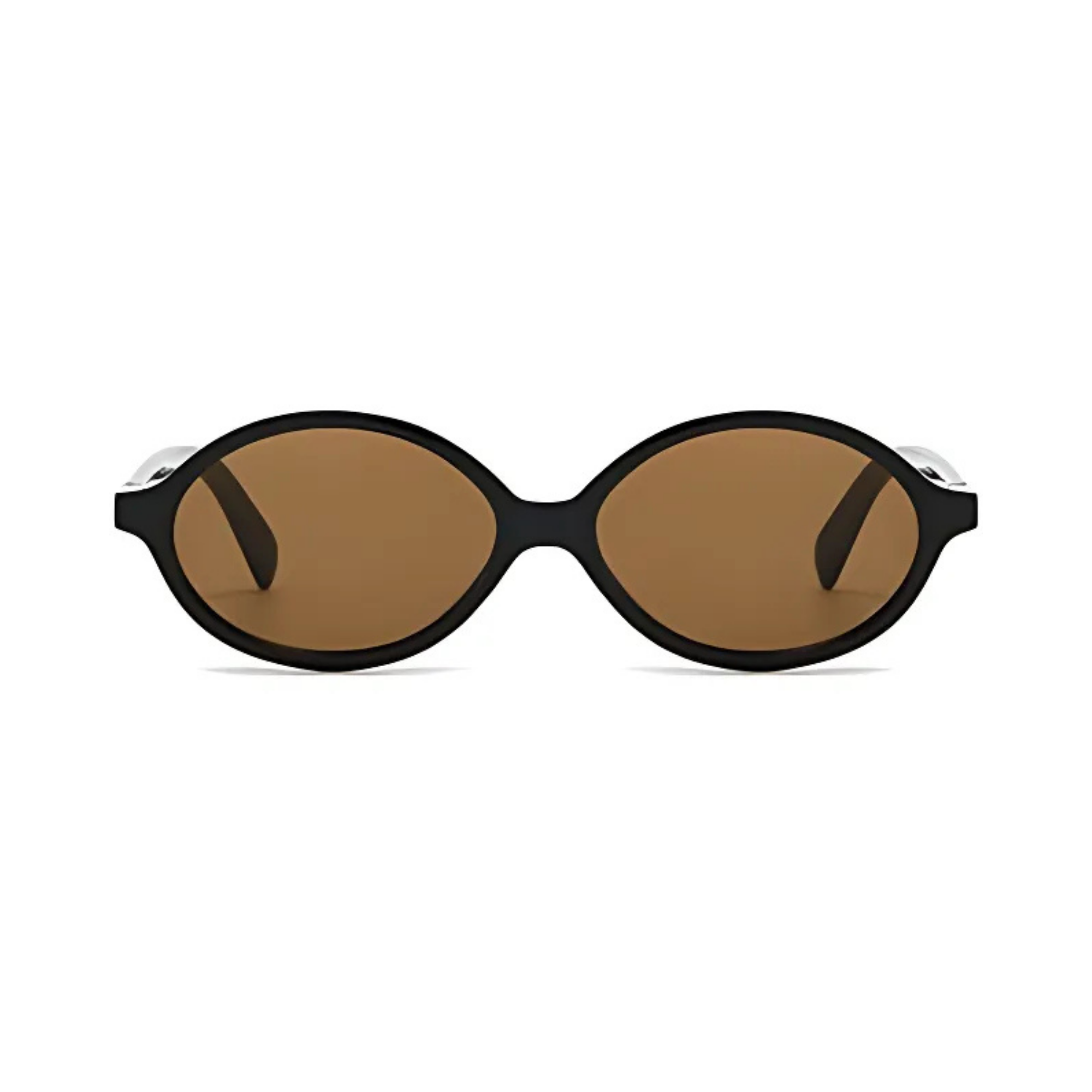 essntl series Retro Vintage 90s Oval Sunglasses For Men & Women - Black Brown