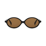 essntl series Retro Vintage 90s Oval Sunglasses For Men & Women - Black Brown