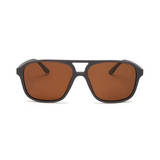 Klassic Series Rectangle Polarized & UV Protected Sunglasses Matte Grey Frame & Brown Lenses