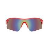 Futuristic Series Half Rim Sports Sunglasses - Red Frame Blue Yellow Gradient Lenses