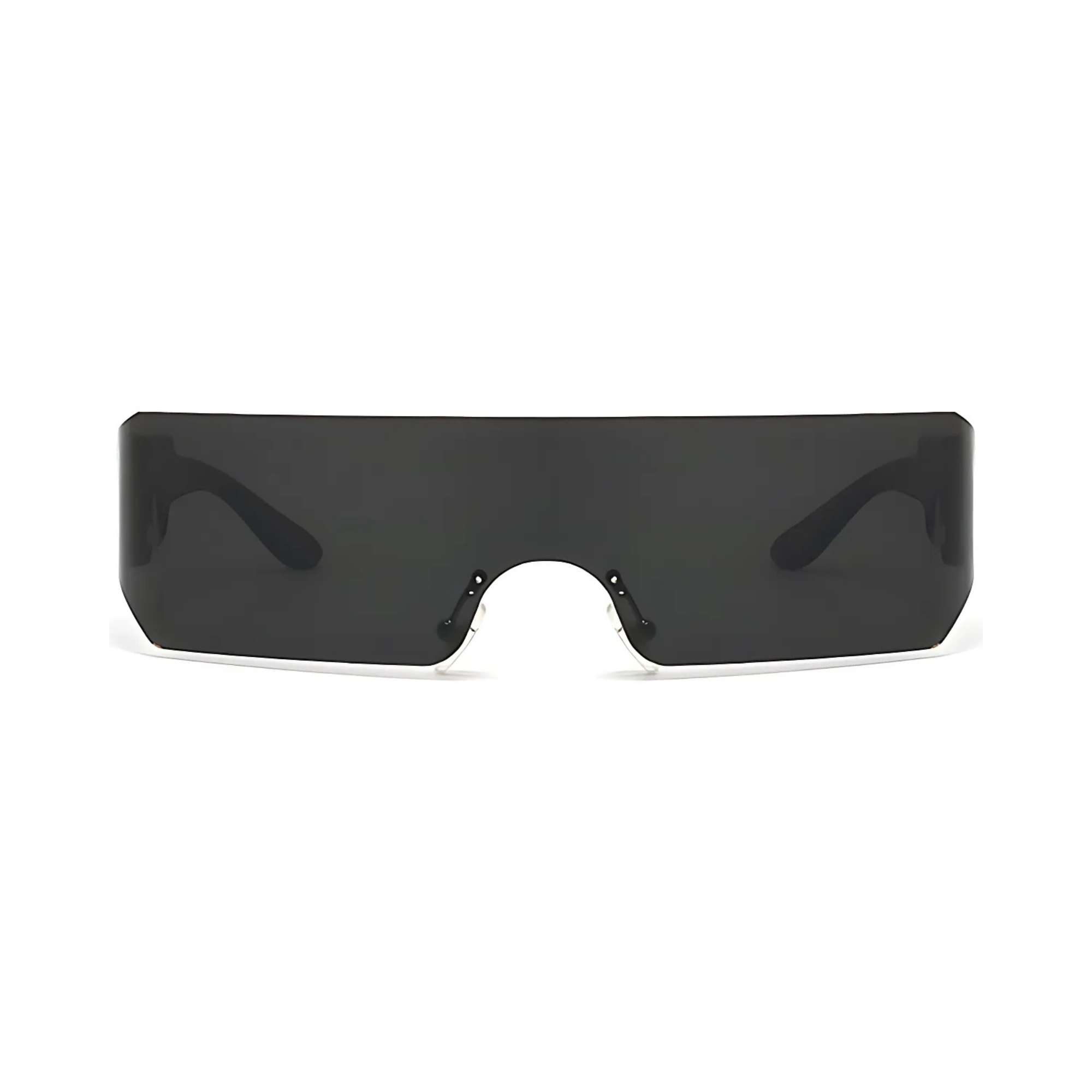 Futuristic Series Shield Sunglasses - Black Frame Grey Lenses